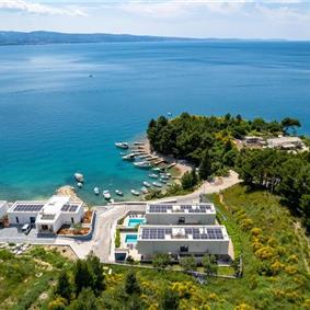 5 bedroom beachfront villa with heated pool near Omis, sleeps 9